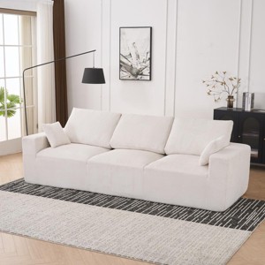 113" Wide Modern L-Shaped Sofa with USB Charging and Movable Ottoman for Living Room -3irtyhousy - 1 of 4