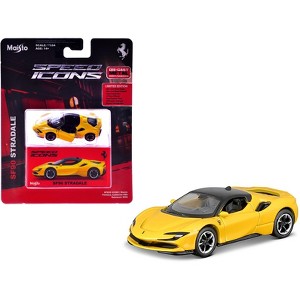 Ferrari SF90 Stradale Yellow with Black Top "Speed Icons" Series 1/64 Diecast Model Car by Maisto - 1 of 4