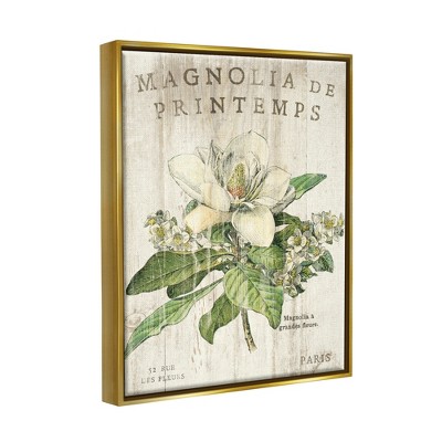 French Magnolia Print on Canvas with Gold Frame, 24 x 30