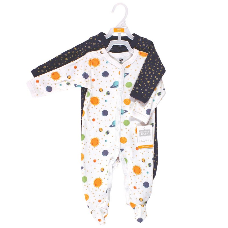 Hudson Baby Infant Boy Cotton Snap Sleep and Play 2pk, Space, 3 of 6