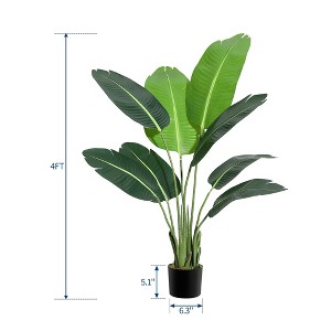 Fake Banana Tree Plant with Pot - Artificial Tree Bird of Paradise, Faux Plant for Home ＆Office Decoration - 1 of 4