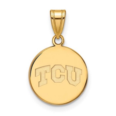 Black Bow Jewelry 14k Yellow Gold Texas Christian Horned Frogs NCAA Medium Pendant