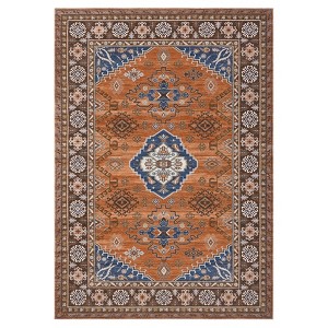 Washable Vintage Chenille Floral Print Farmhouse Area Rugs for Home Office - 1 of 4
