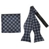 Men's Checkered 2.75" x 4.75" Adjustable 16" - 20" Freestyle Self Tie with Hankie Set - 2 of 4