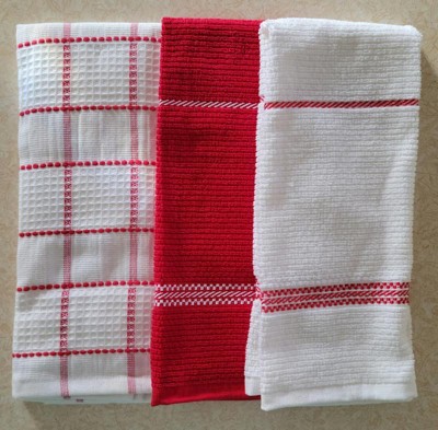 Martha Stewart Modern Waffle Kitchen Towel Set 6-Pack, Red, 16x28