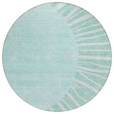 Teal Blue Aqua And Mint Green Abstract Washable Indoor Outdoor Area Rug