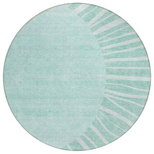 Teal Blue Aqua And Mint Green Abstract Washable Indoor Outdoor Area Rug - 1 of 4
