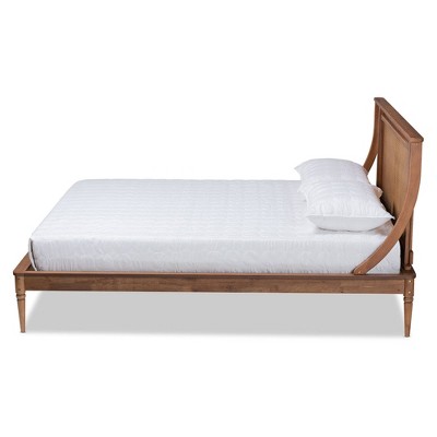 Jamila Walnut Brown King Wood and Rattan Platform Bed