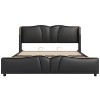 CAVINAS Queen Bed Frame with Solid Wood Slats,Leather Bed Frame with Wingback Headboard,Sturdy Platform Bed with Wavy Footboard - 4 of 4