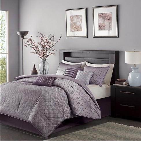 Madison Park Hudson 7 Piece Comforter Set- Silver (Queen )