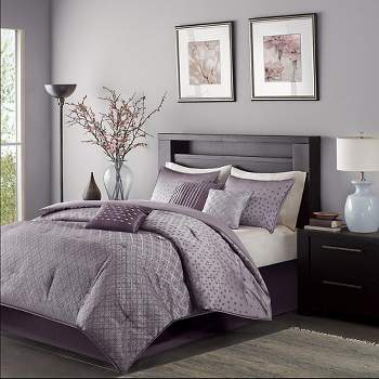 Madison Park Purple Hudson Comforter Set Queen 7pc
