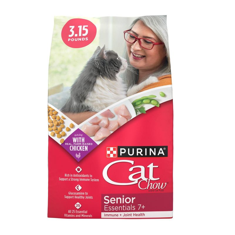 Purina Cat Chow Immune &#38; Joint Health Senior Essentials Chicken Flavor Dry Cat Food - 3.15lbs, 1 of 9