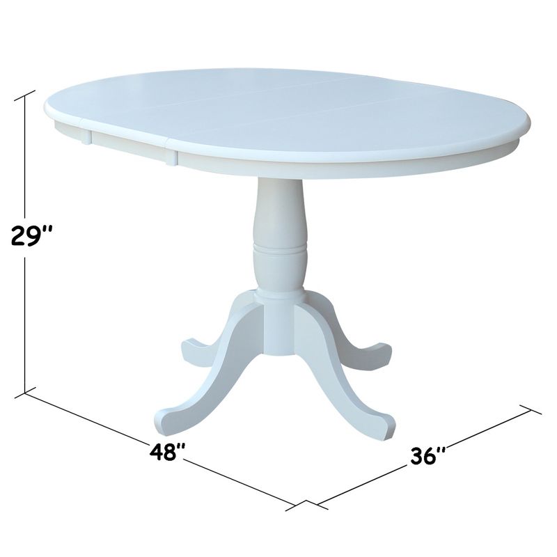 36" Kyle Round Top Pedestal Table with 12" Drop Leaf White - International Concepts, 6 of 9