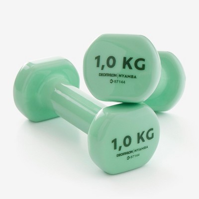 Decathlon Nyamba Coated Fitness Dumbbells - 2.2 lb, Emerald Green