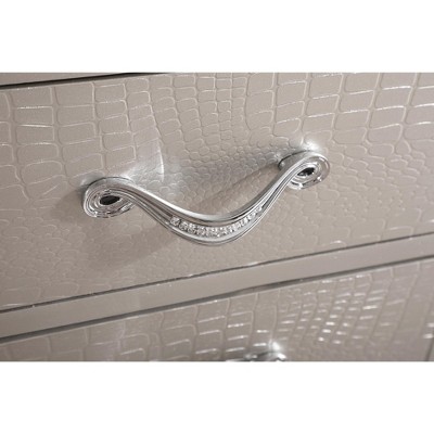 Elegant Champagne 2-Drawer Nightstand with Croc Textured Finish
