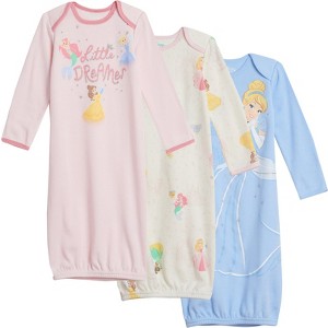 Disney Princess Baby Girls 3 Pack Long Sleeve Swaddle Sleeper Gowns Newborn  - 1 of 4