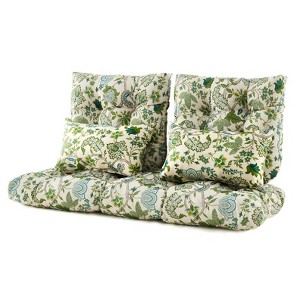 ARTPLAN Outdoor Cushions for Settee,Wicker Loveseat Cushions with Tie,Tufted Patio Cushions 2 U-Shaped Set of 5 Piece,L44xW19，Floral - 1 of 4