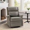 Favonius Wooden Upholstery Genuine Leather Swivel Rocker Recliner with Nailhead Trim for Bedroom and Living Room| ARTFUL LIVING DESIGN - 2 of 4