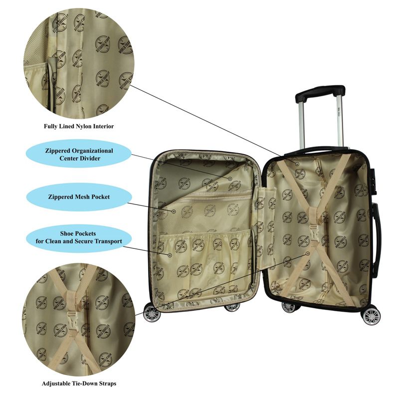 World Traveler Butterfly 20-Inch Carry-On Hardside Expandable Spinner Luggage, 3 of 6
