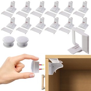 5 Star Super Deals Magnetic Childproof Cabinet Locks - Drawer & Door Safety Latches No Drill Adhesive Hidden Design - Dual Locking Modes - 1 of 4