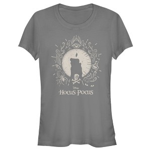 Juniors Womens Disney Hocus Pocus Black Flame Candle T-Shirt - 1 of 3