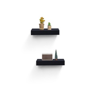 ChicFurnit Wall Shelf Set Floating Wood Shelves Invisible Brackets Hanging Shelf for Books Storage for Indoor Living Room, Black, 14.96"*6.1"*1.57" - 1 of 4