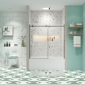 NicBex Shower Door 56-60" Wx74"H Sliding Shower Door with 5/16" (8mm) Tempered Glass with Reversible Installation - 1 of 4