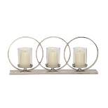 Set of 3 Contemporary Silver Aluminum/Glass Rings Light Candle Holder - Olivia & May