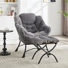GlasFlength Accent Chairs Lazy Chair Modern Lounge Accent Chair Reading Chair Armchair Sofa Chair for Living Room, Gray, 30.63"*27.38"*7.93" - 3 of 4