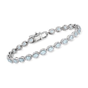 Ross-Simons 3.80 ct. t.w. Aquamarine and .10 ct. t.w. Diamond Tennis Bracelet in Sterling Silver - 1 of 3