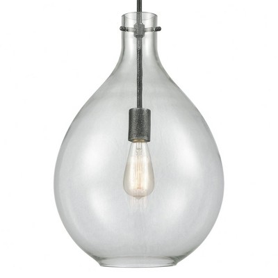 Clear Blown Glass Mini Pendant with Silvered Graphite Finish