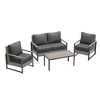 Sonkuki Outdoor Furniture Set Patio Conversation Sofa with Coffee Table Set, All-Weather PE Rattan Couch with Cushion - 2 of 4