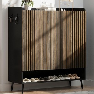 Shoe Cabinet，Large Shoe Cabinet with 3 Doors,Adjustable Shelves, Shoe Organizer with Doors for Hallway, Entryway, Living Room - 1 of 4