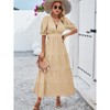Women's Boho Floral Print Square Neck Beach Party Flowy Ruffle Midi Dress - 4 of 4