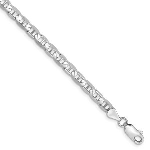 Black Bow Jewelry 3.75mm Solid Concave Anchor Chain Bracelet in 14k White Gold - 1 of 4