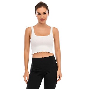 DOMETOUR Solid Crop Sleeveless Ribbed Knit Top - 1 of 4