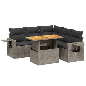 vidaXL Garden Sofa Set Grey PE Rattan Large Garden Sofa Set - 1 of 4
