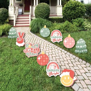 Big Dot of Happiness Groovy Christmas - Lawn Decorations - Outdoor Pastel Holiday Party Yard Decorations - 10 Piece - 1 of 4