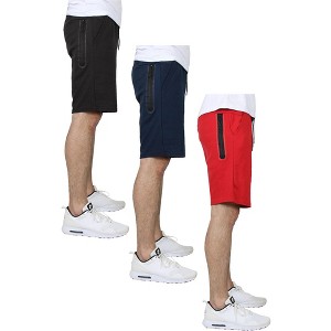 Blu Rock Men's Tech Fleece Performance Shorts With Heat Seal Zipper Pocket-3 Pack - 1 of 4
