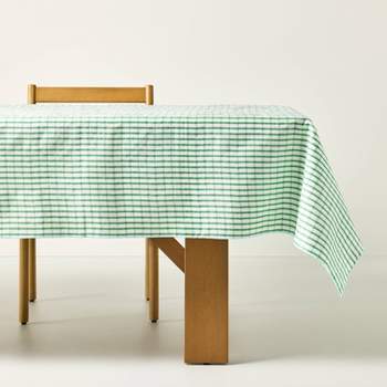 60"x84" Checkered Plaid Wipeable Rectangular Tablecloth Cream/Light Blue/Green - Hearth & Hand™ with Magnolia