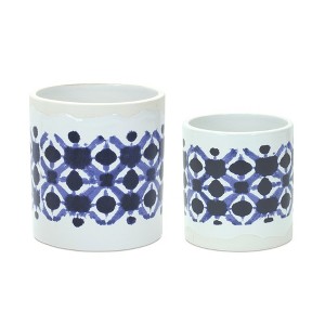 Melrose Tie-Dye Print Ceramic Pot (Set of 2) - 1 of 3