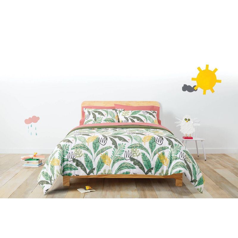 Botanical Garden Cotton Kids' Comforter Set Green - Pillowfort™, 4 of 12