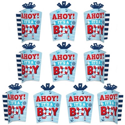 Big Dot of Happiness Ahoy It's a Boy - Table Decorations - Nautical Baby Shower Fold and Flare Centerpieces - 10 Count