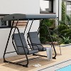 2-Person Outdoor Patio Swing Chair – Adjustable Canopy, Removable Cushions & Heavy-Duty Steel Frame (Dark Grey) - 3 of 4