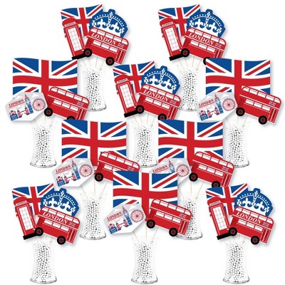 Big Dot of Happiness Cheerio, London - British UK Party Centerpiece Sticks - Showstopper Table Toppers - 35 Pieces