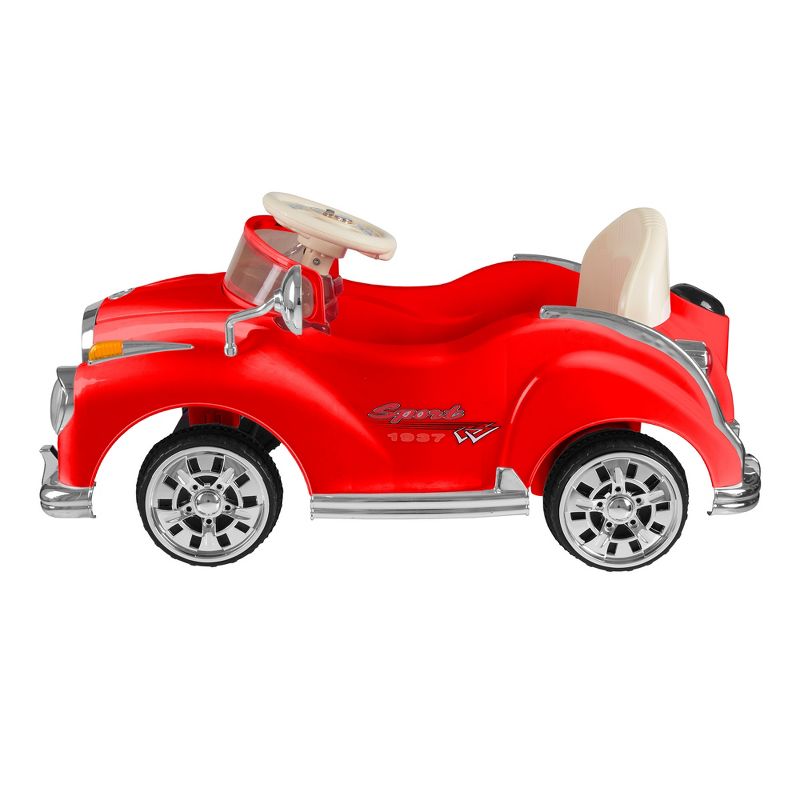 Toy Time Kids' Ride-On Toy - 6V Battery-Operated Classic Coupe Car with Remote Control and AUX Input- Red, 3 of 8