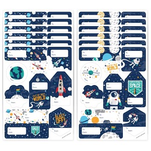 Big Dot of Happiness Blast Off to Outer Space Assorted Baby Shower or Birthday Party Gift Tag Labels To and From Stickers 12 Sheets 120 Stickers - 1 of 4