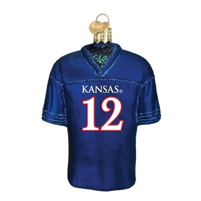 Old World Christmas Blown Glass Ornament for Christmas Tree, Kansas Jayhawks Football Jersey