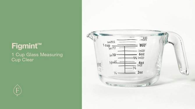 1 Cup Glass Measuring Cup Clear - Figmint&#8482;, 2 of 6, play video