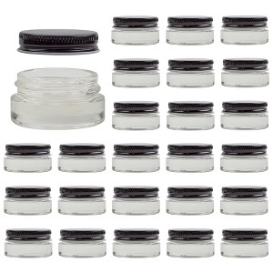 Cornucopia Brands 7-Milliliter Glass Lip Balm Jars, 24pk; .25oz Thick-Walled Containers (7ml Clear w/ Black Metal Lids) - 1 of 4